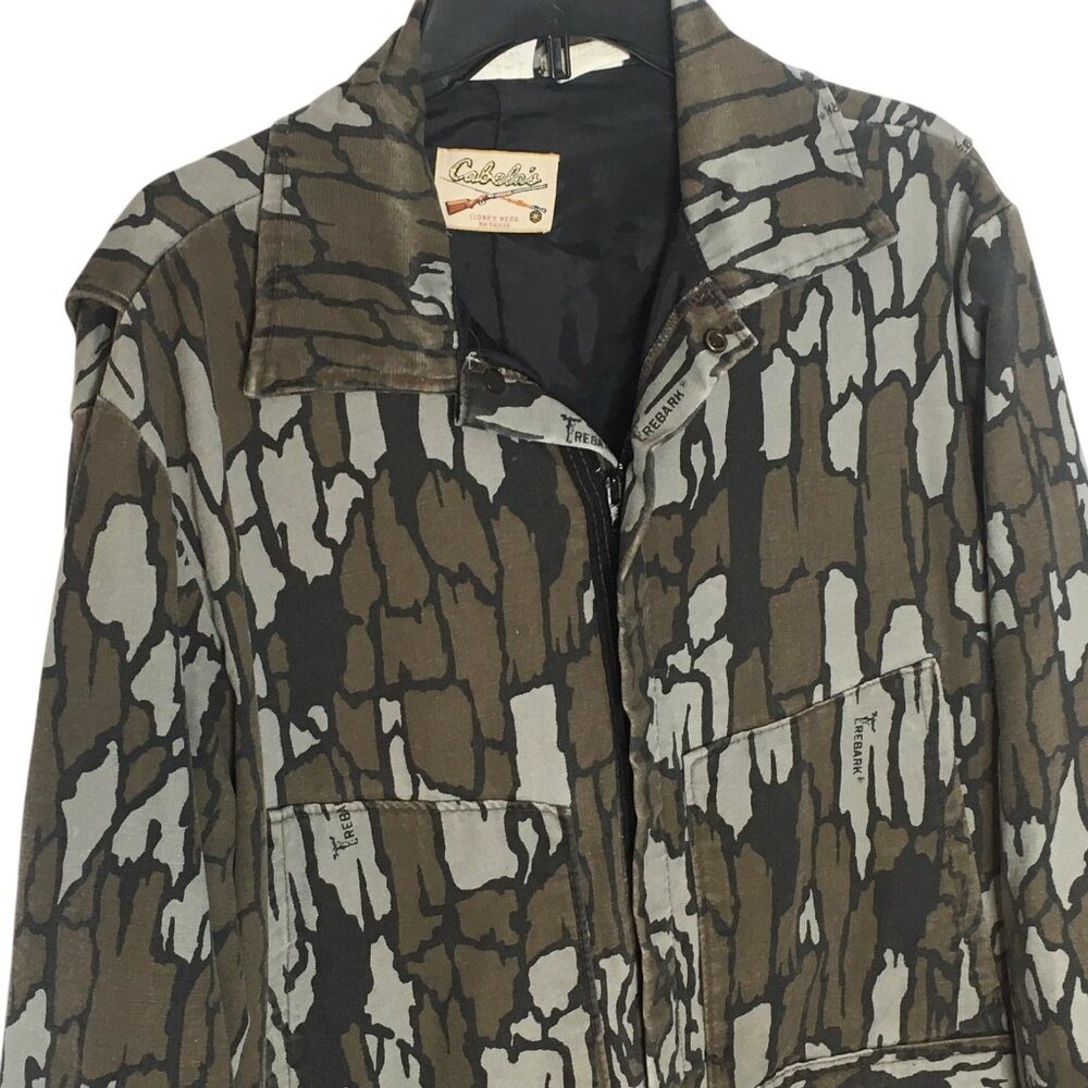 Vintage Cabela's Coveralls Mens Large Treebark Camo Hunting Overalls Zip 80s - Picture 6 of 16